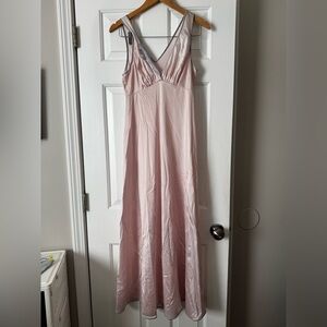 Vintage Vanity Fair Pink Lace Trim Maxi Nightgown - Size S/M